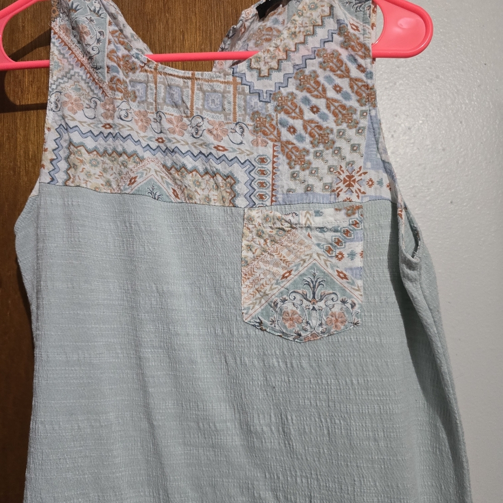 Source Unknown Patchwork Tank Top - Blue and Multicolor